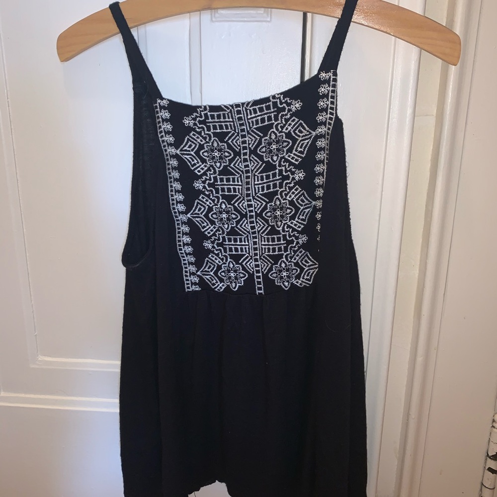 Black embroidered tank top